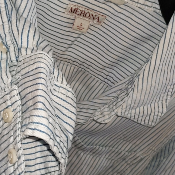 Merona Women's Distressed Button Down Shirt - Picture 2 of 6